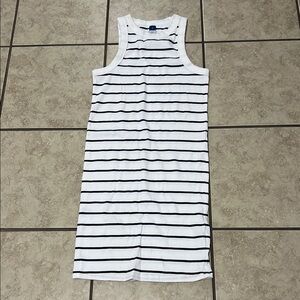 White and Black Striped Tank Dress